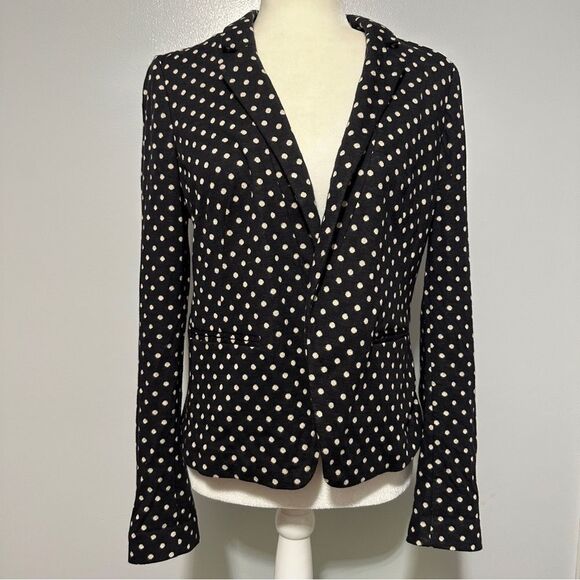 The Loft soft polka dot blazer Black with beige spots size 6 - Picture 1 of 9